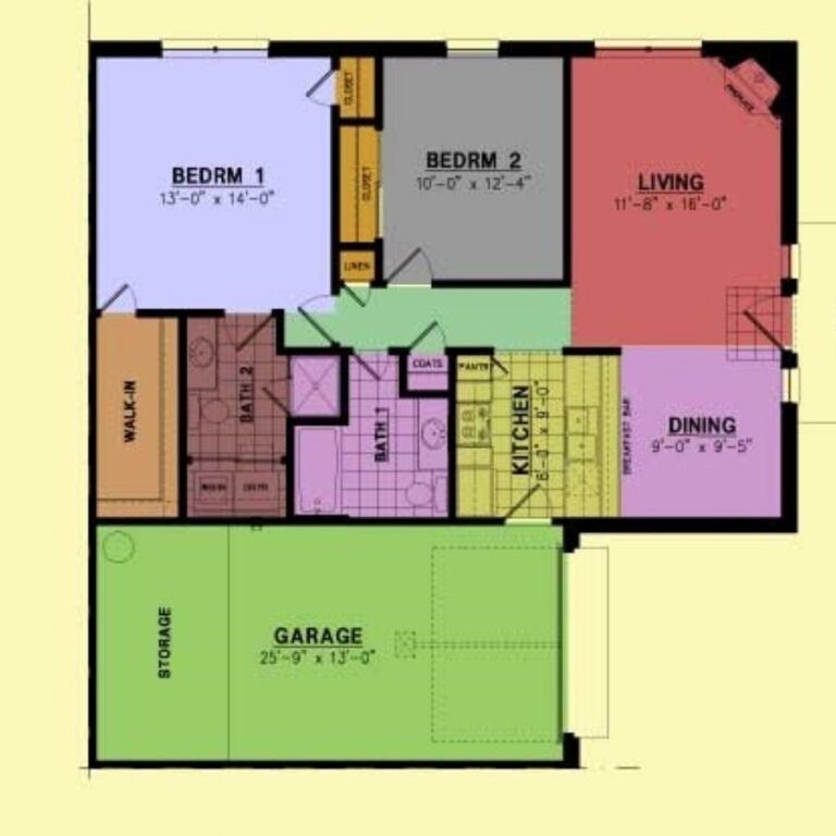 2 Bedroom, 1 Car Garage Unit Floor Plan