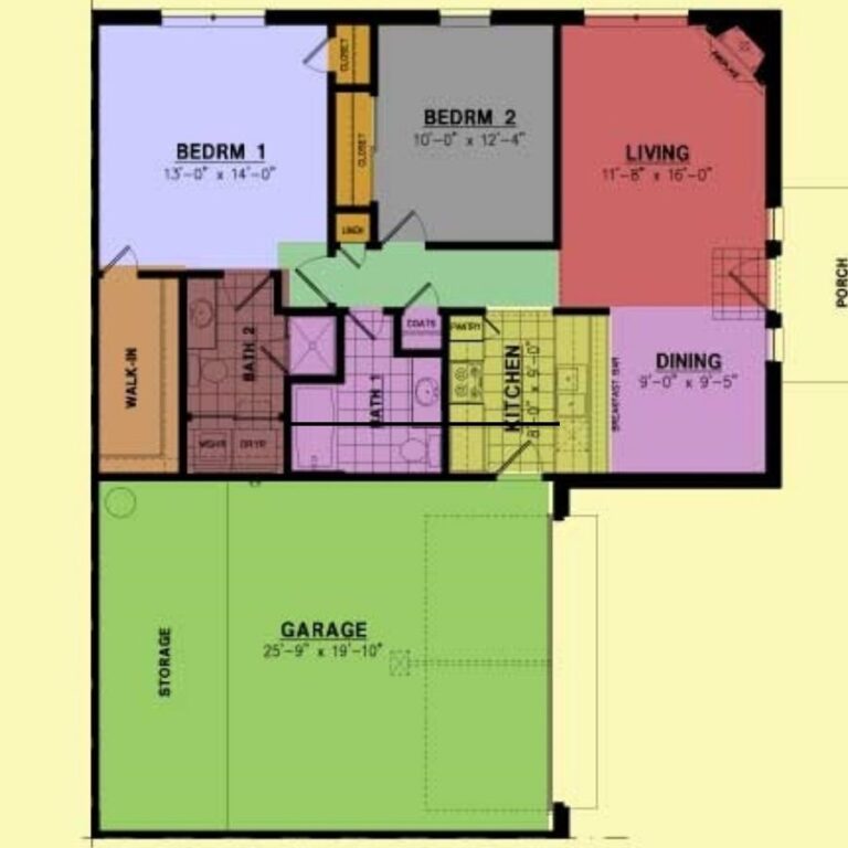 2 Bedroom/ 2 Car Garage Floor Plan